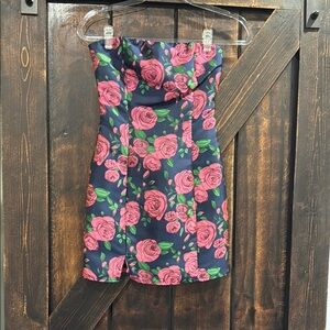 Lulu's Floral Mini Dress - Pink and Blue
